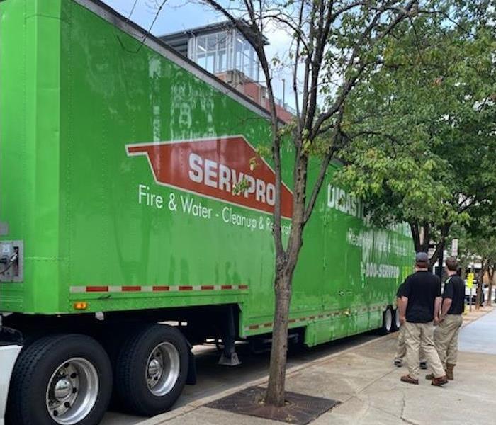 servpro semi with workers parked